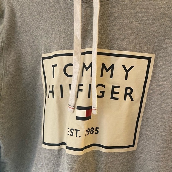 Men’s size medium Tommy Hilfiger hoodie grey. That’s our age that’s a p6 - Picture 6 of 8